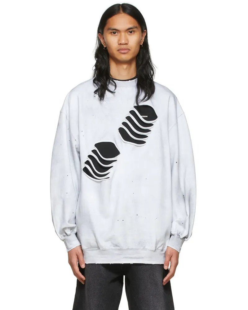 WE 11 DONE Gray Cotton Sweatshirt White