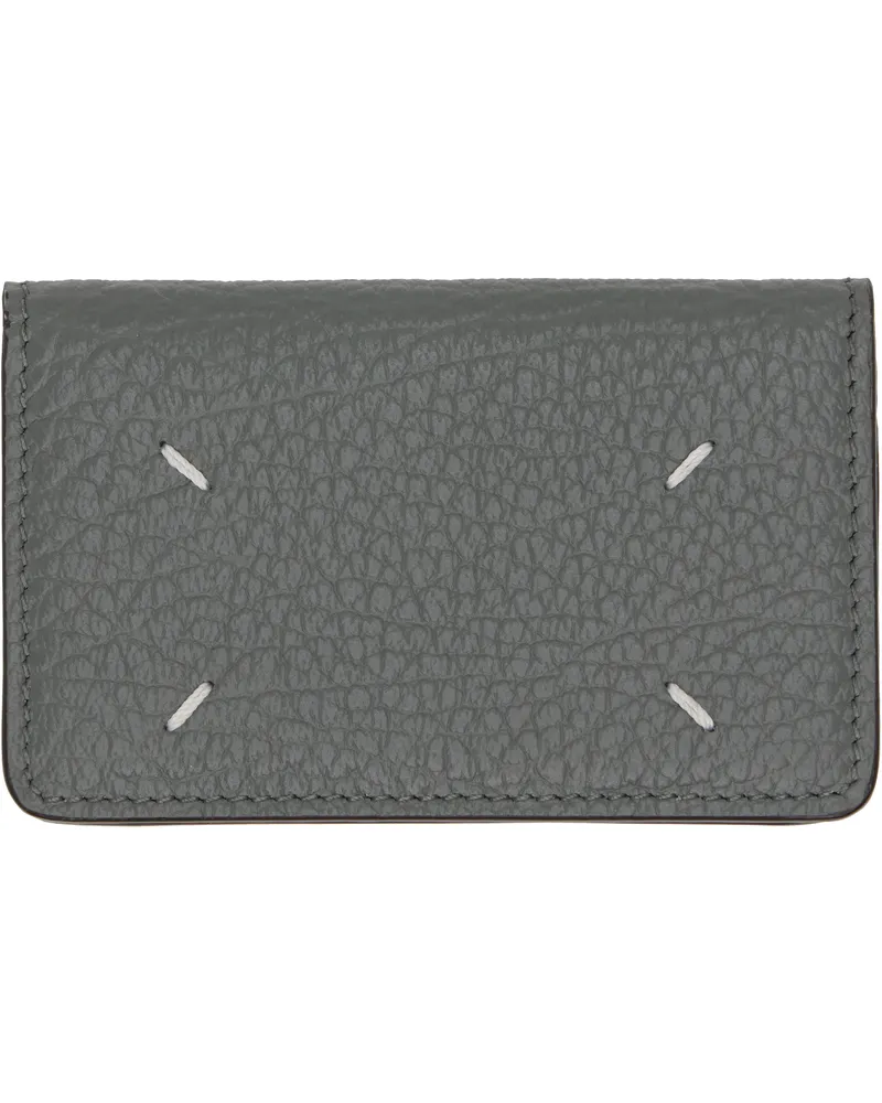 Maison Margiela Gray Grained Leather Card Holder T8127