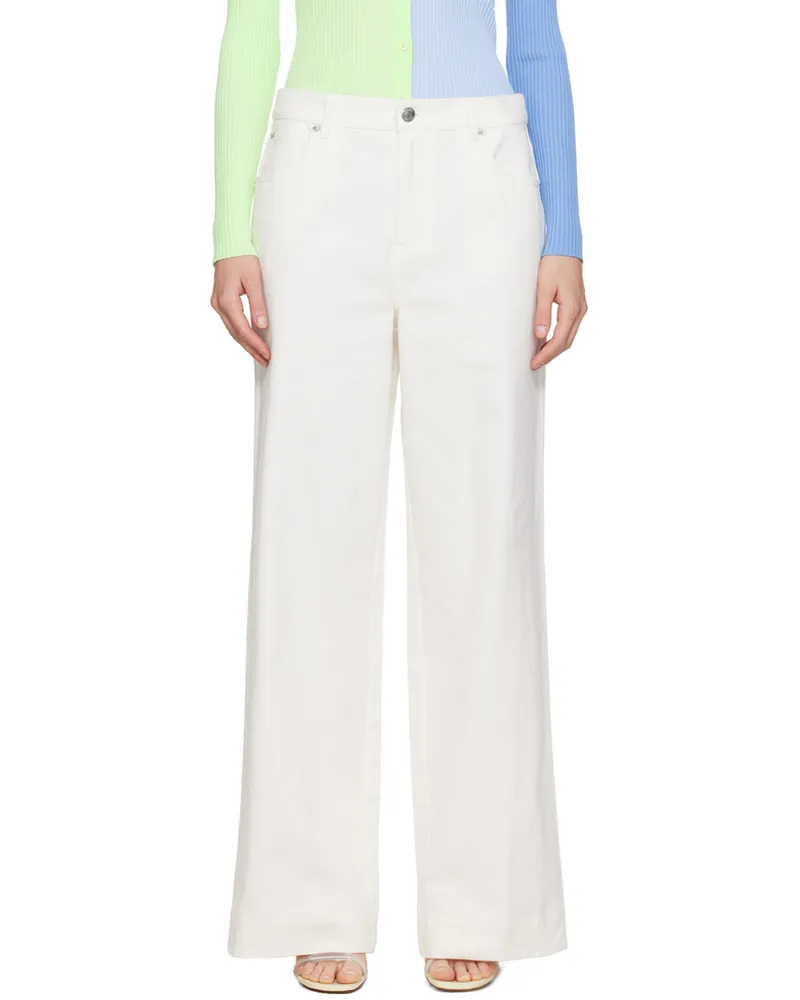 STAUD White Grayson Denim Trousers Wht