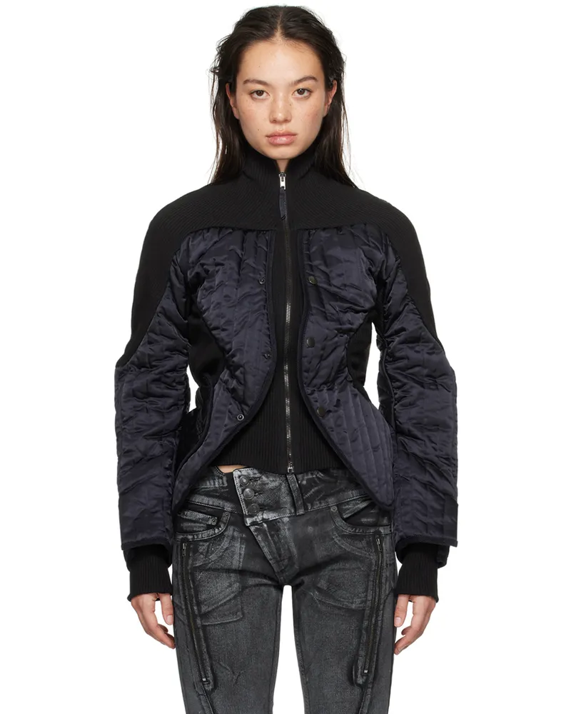 OTTOLINGER Navy & Black Quilted Silhouette Jacket Blue