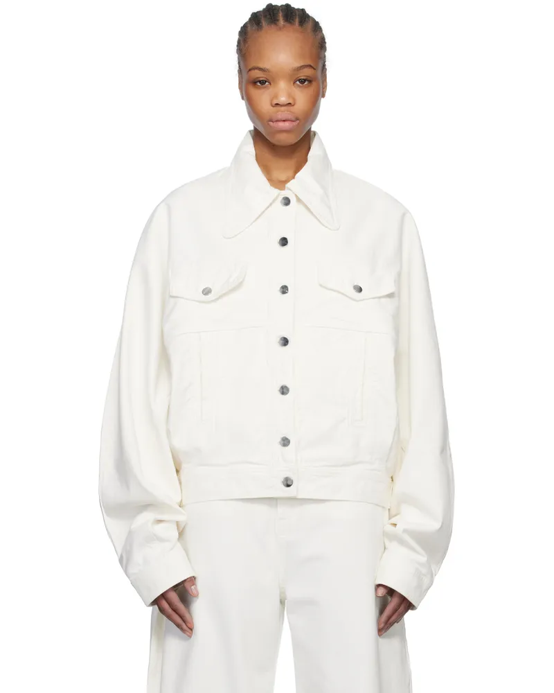 Mônot White Boyfriend Denim Jacket White