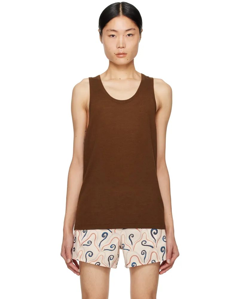 COMMAS Brown Scoop Tank Top Chocolate