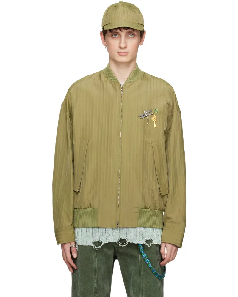 Song For The Mute Khaki Plant Bomber Jacket Sage