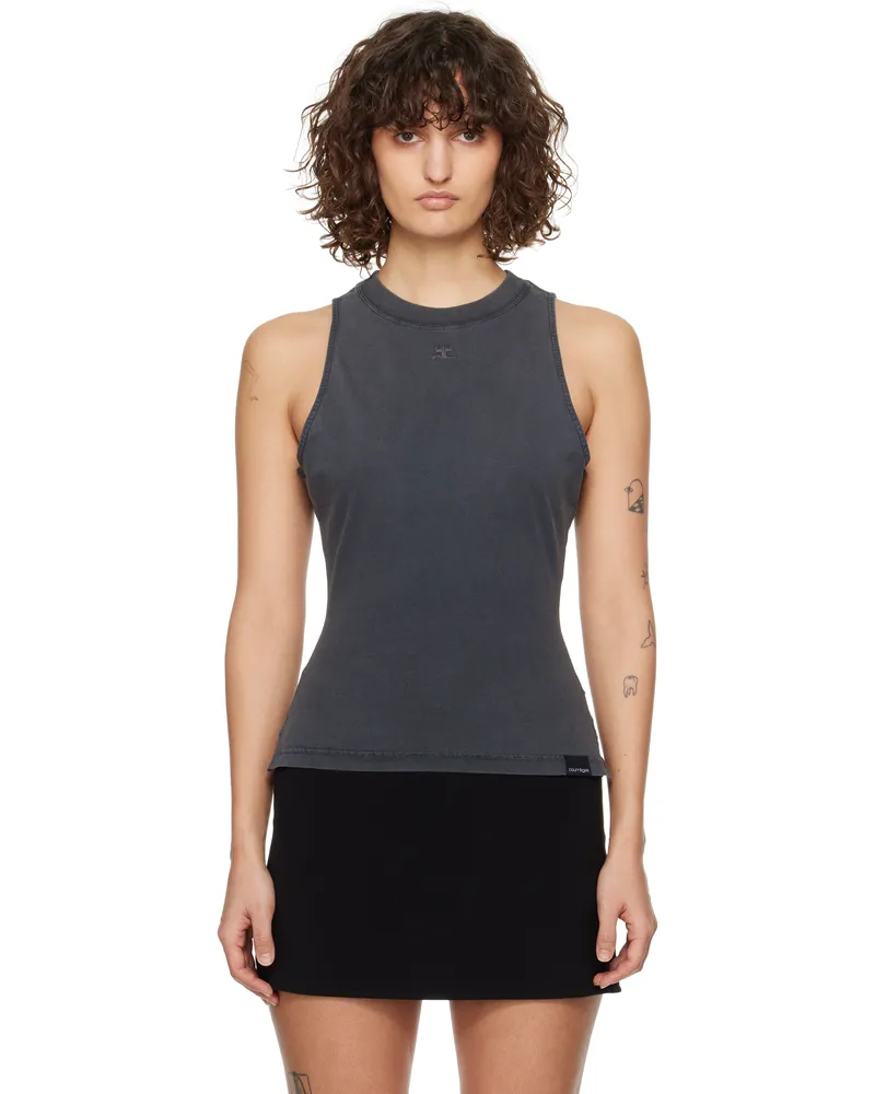 Courrèges Gray Fitted Stonewashed Tank Top 9071