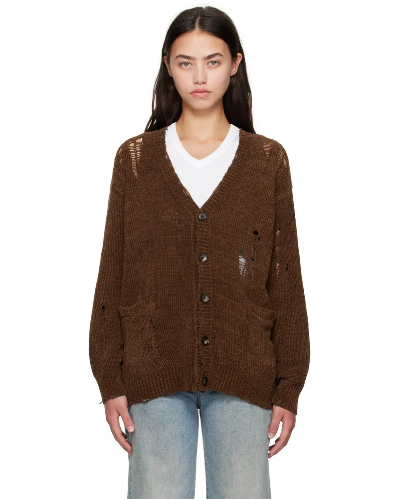 R13 Brown Chenille Boyfriend Cardigan Brown