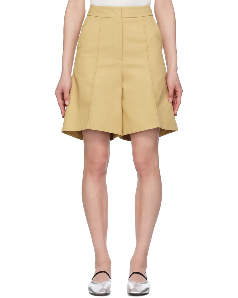 RECTO Beige Structured Shorts Beige