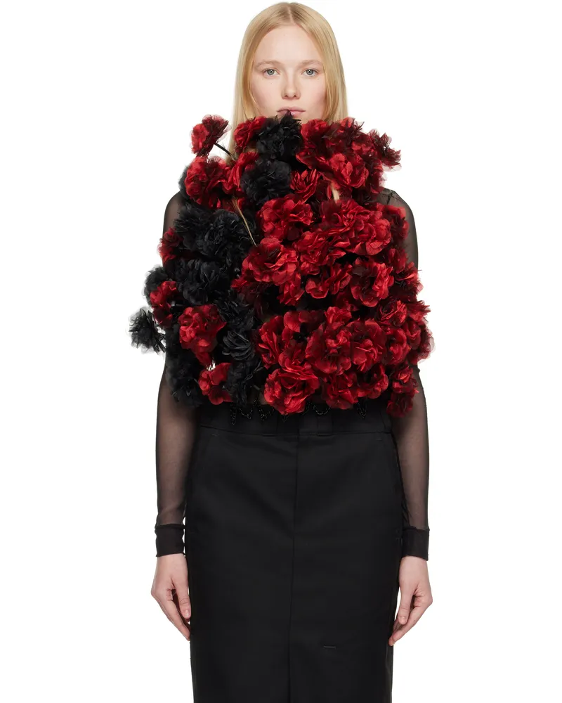 Noir Kei Ninomiya Red & Black Floral Top 1