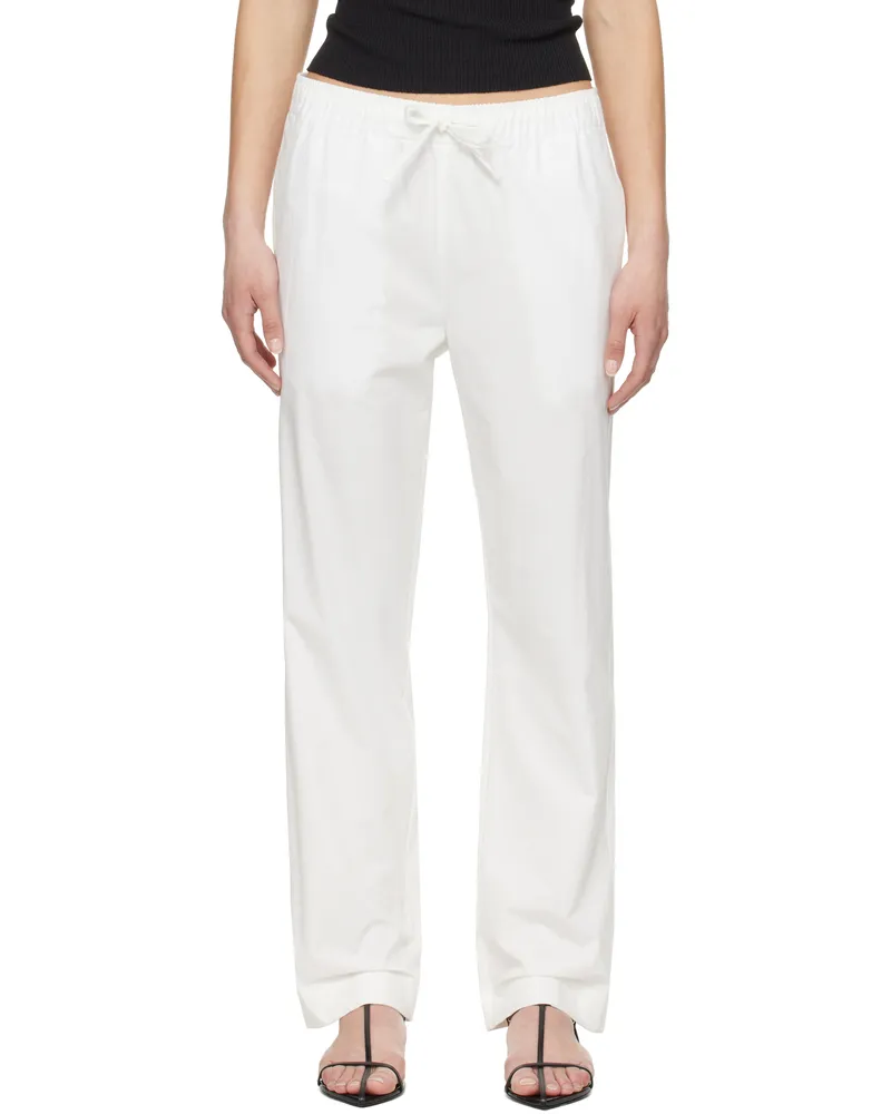 Nothing Written White Cotton Drawstring Trousers White