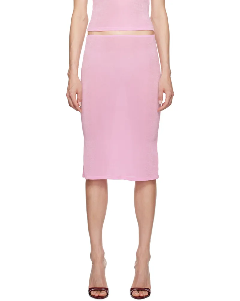 GUIZIO Pink Selene Midi Skirt Cotton