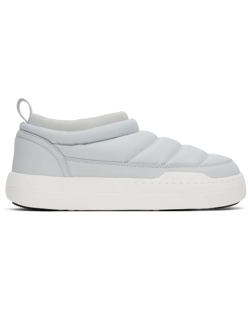 Moon Boot Gray & White Park Soft Nylon Loafers H003