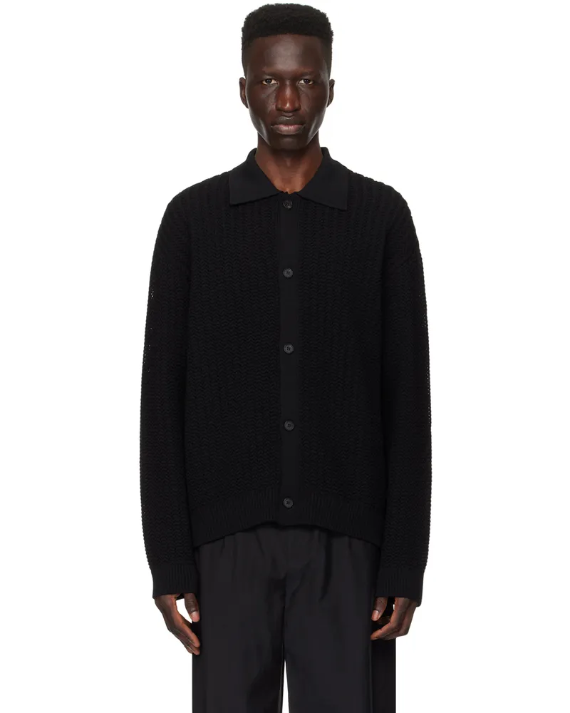 SOLID HOMME Black Button Cardigan 609b