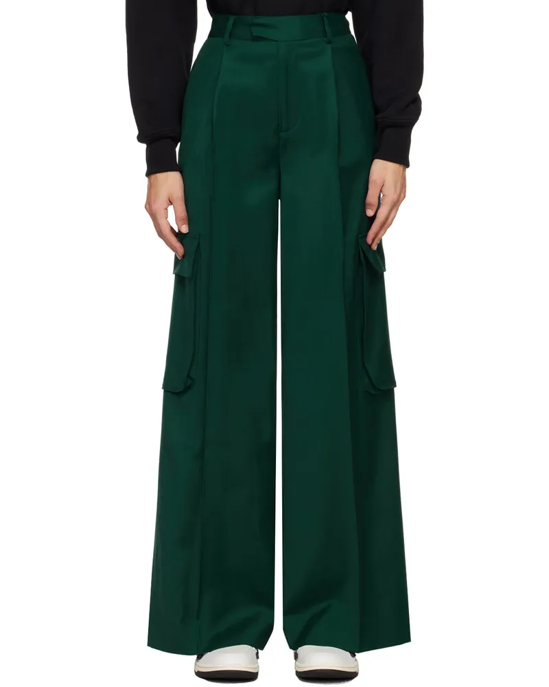 Amiri Green Pleated Trousers Rain