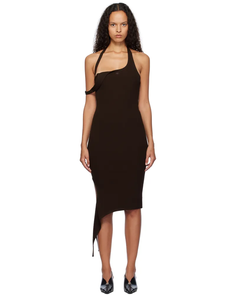 Courrèges Brown Undressed Light Knit Minidress 1983