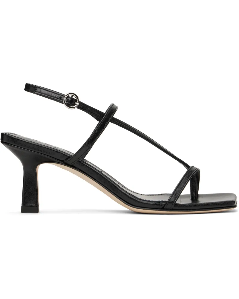 aeyde Black Elise Leather Toe-Post Heeled Sandals Black