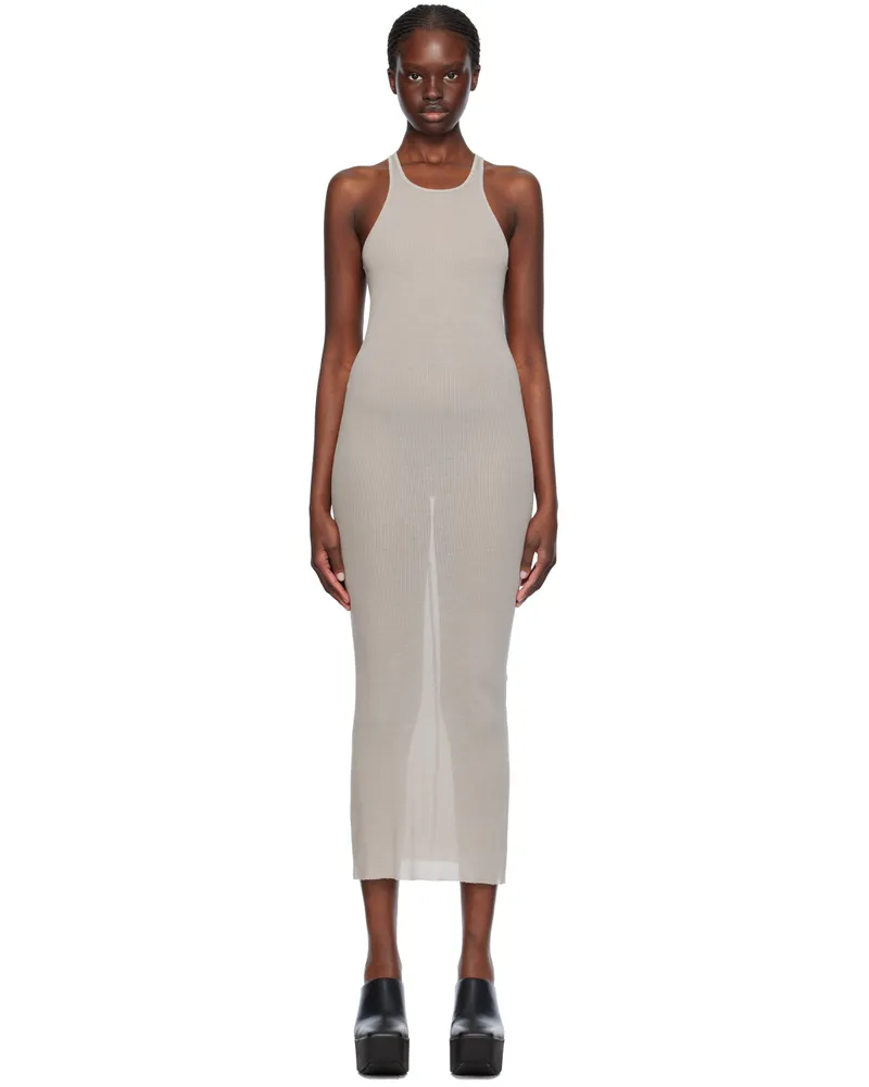 Rick Owens Taupe Round Neck Midi Dress 08