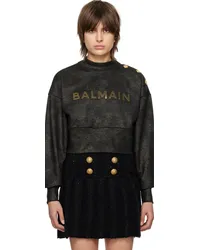 Balmain Black Cropped Sweatshirt Egs