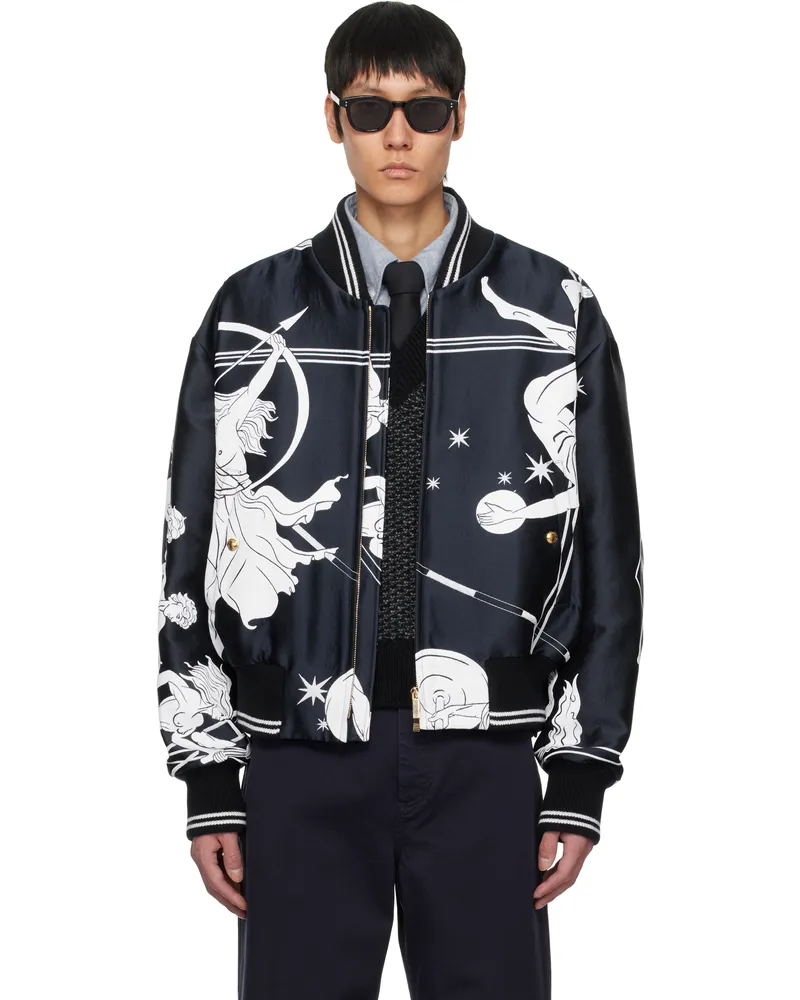 Thom Browne Navy Oversized Olympic Constellation Bomber Jacket 415