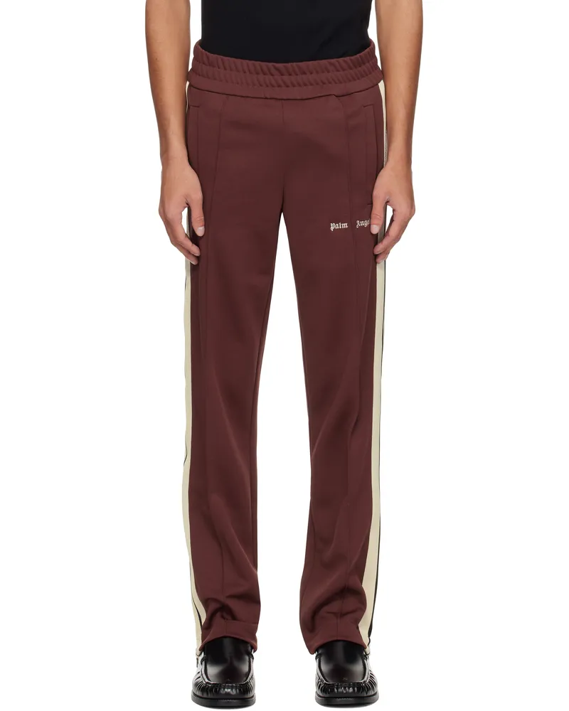 Palm Angels Burgundy Embroidered Logo Track Pants Burgundy