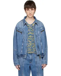 Andersson Bell Blue Zip Denim Jacket Blue