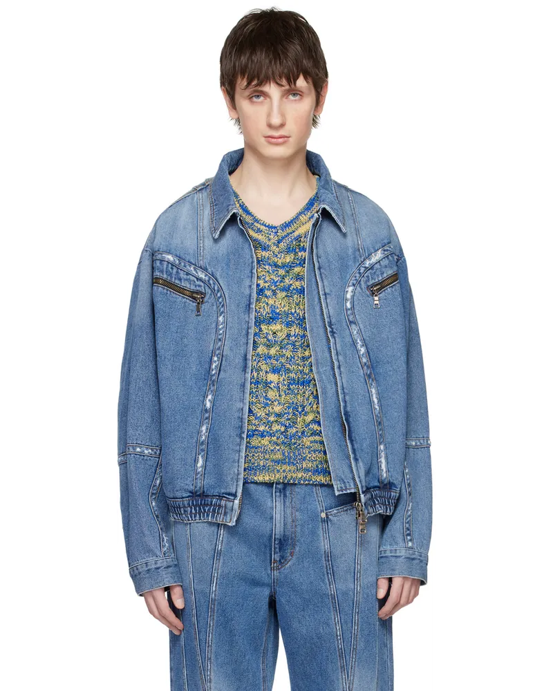 Andersson Bell Blue Zip Denim Jacket Blue