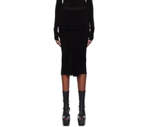 Black Calf Twist Midi Skirt