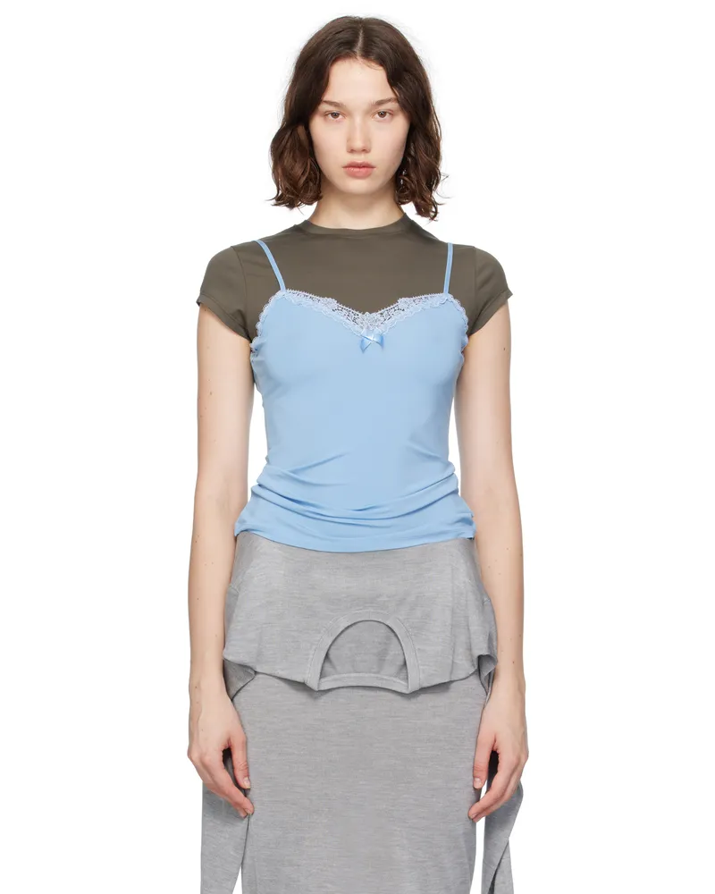 Acne Studios Gray & Blue Layered Strap T-shirt Afs