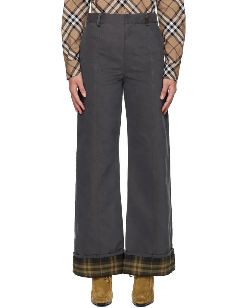 Burberry Gray Cotton Nylon Trousers Cinder
