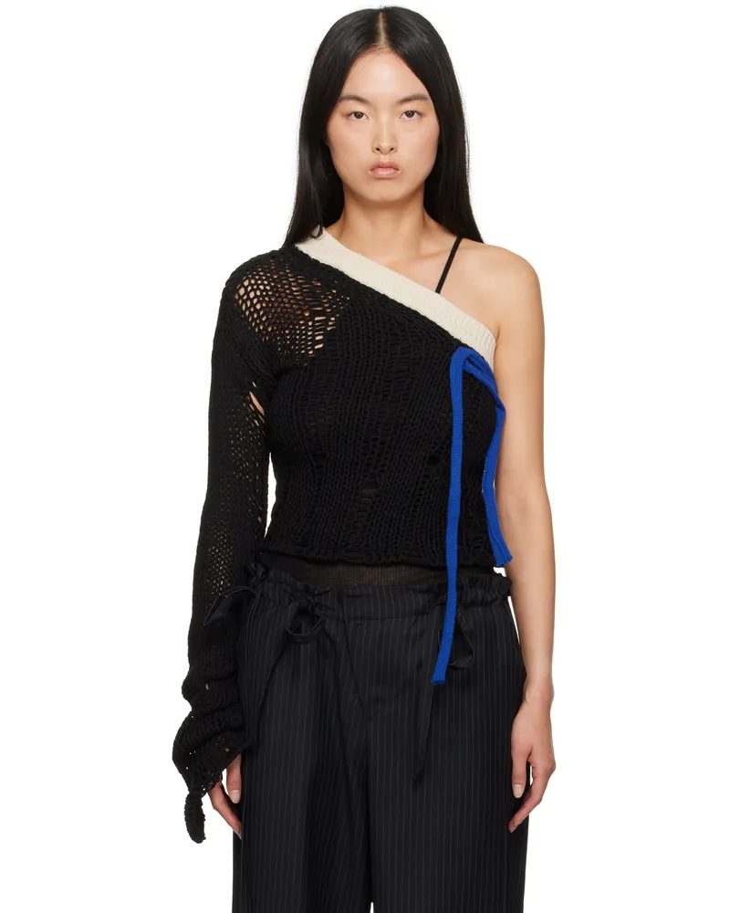 Andersson Bell Black Ottolinger Edition One Shoulder Knit Sweater Black