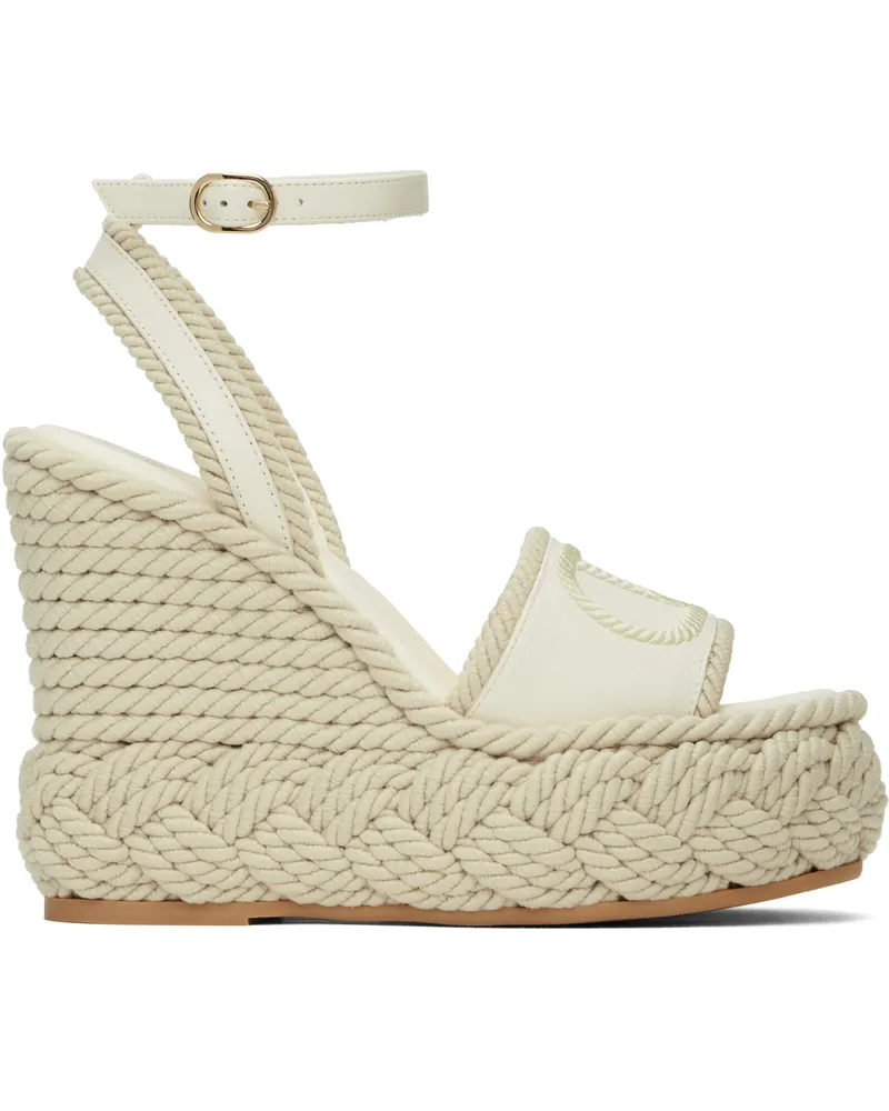 Valentino Garavani Off-White VLogo Torchon Wedge Sandals 098