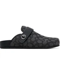 Coach Black & Gray Signature Jacquard Clogs Charcoal