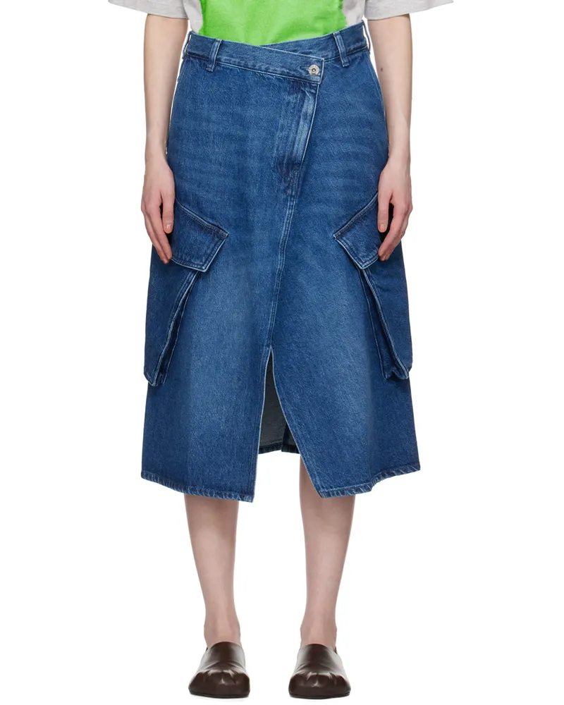 J.W.Anderson Blue Cargo Pocket Denim Midi Skirt 800