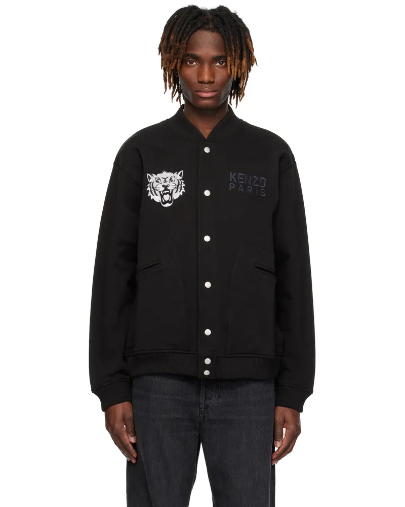 Kenzo Black Kenzo Paris 'KENZO Happy Tiger' Embroidered Bomber Jacket Black