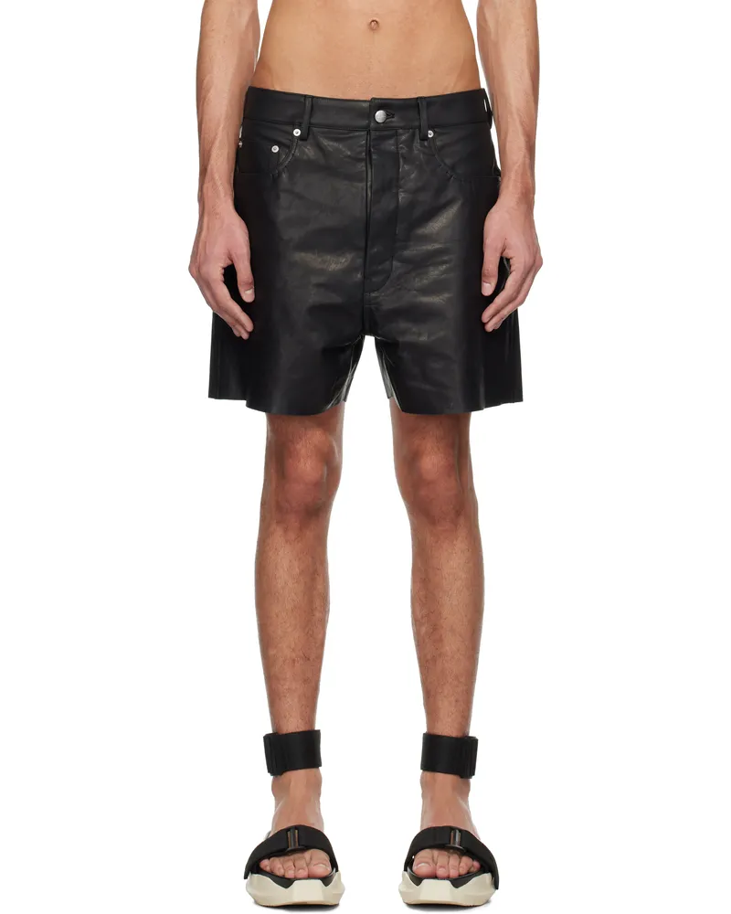 Rick Owens Black Hollywood Geth Leather Shorts 09