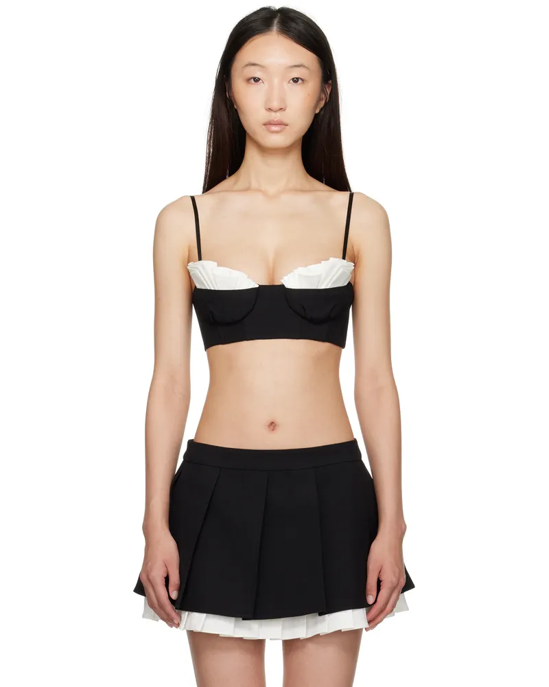 SHUSHU/TONG Black Spaghetti Strap Bralette Top Ba100