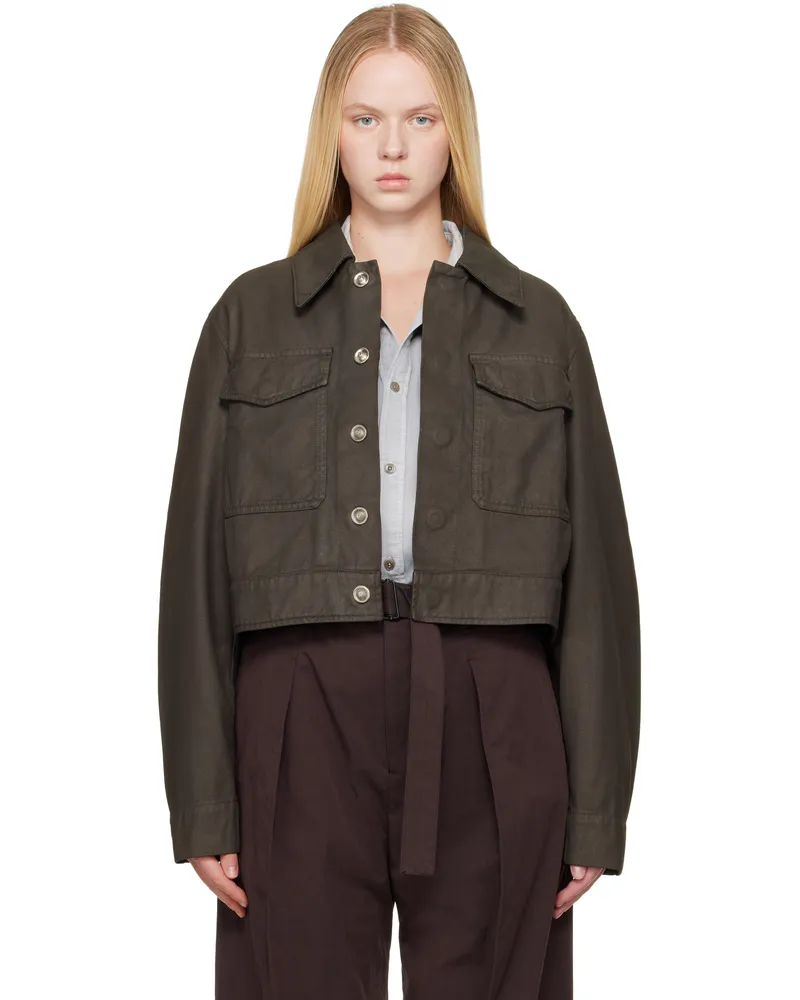 Christophe Lemaire Brown Two Pocket Cropped Denim Jacket Br490