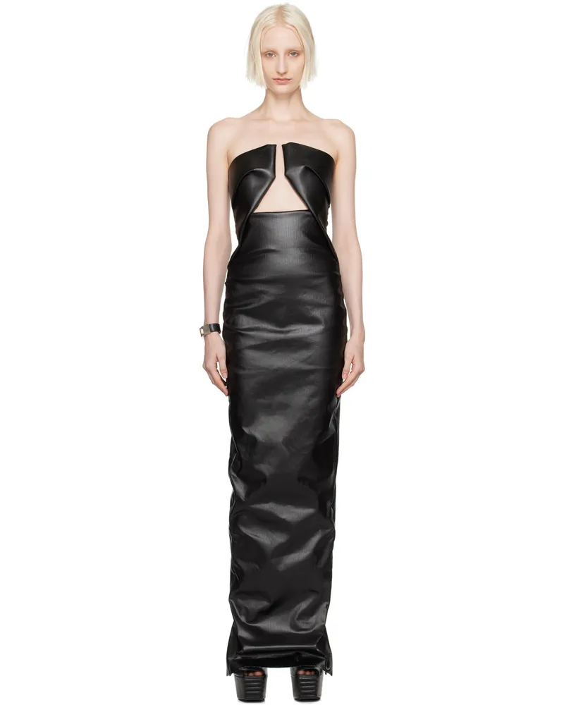 Rick Owens Black Porterville Prong Denim Maxi Dress 09