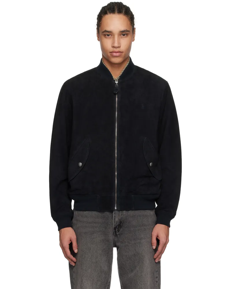Ralph Lauren Black Suede Bomber Jacket Collection