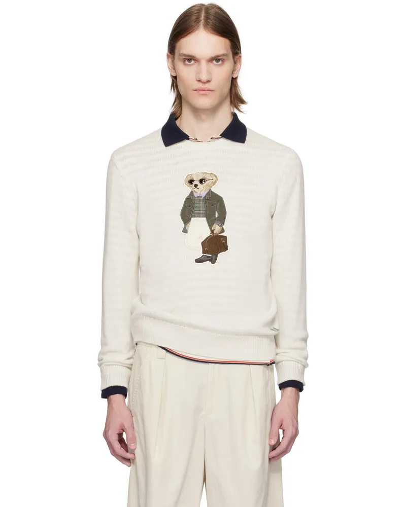 Ralph Lauren Off-White Polo Bear Cashmere Sweater Classic
