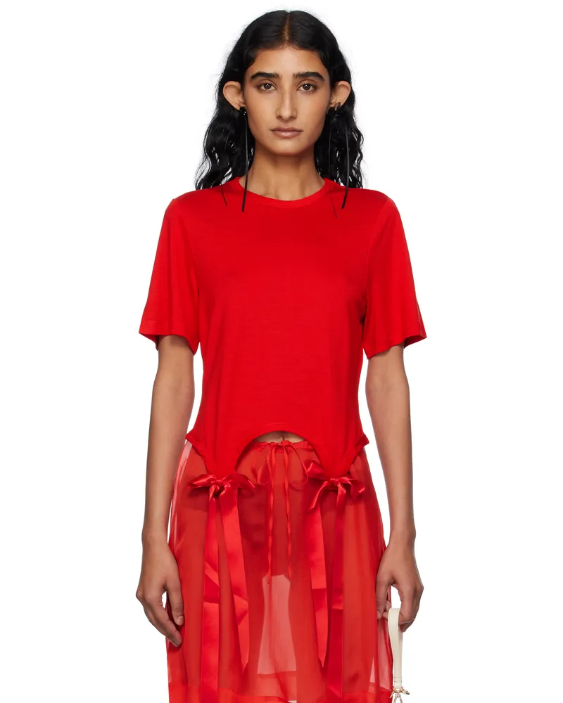 Simone Rocha Red Bow Tail Easy T-shirt Red
