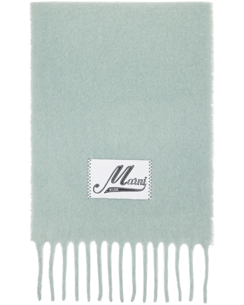 Marni Green Brushed Alpaca Logo Scarf 00v19