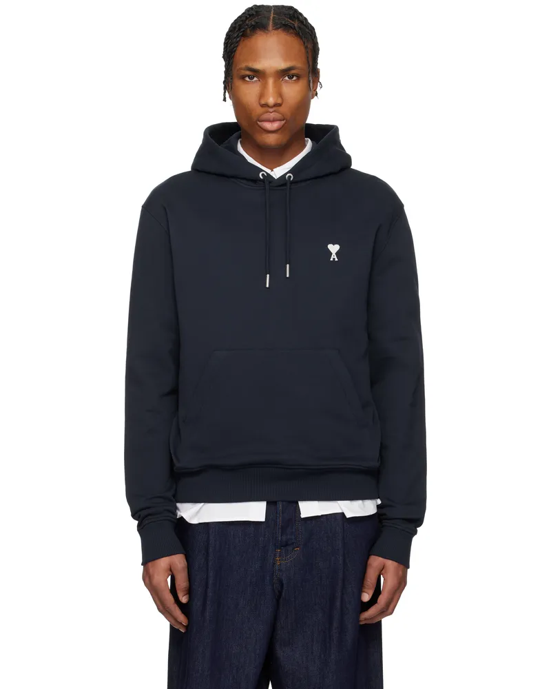 AMI Paris Navy Cotton Ami de Coeur Hoodie 430