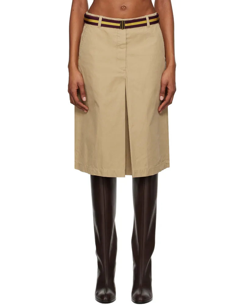 Dries van Noten Beige Belted Midi Skirt 103