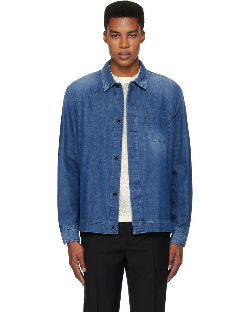 Brioni Blue Cotton Selvedge Denim Shirt 4400