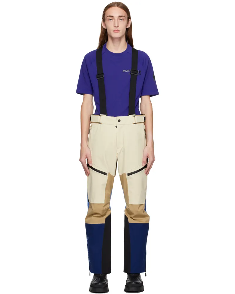 Moncler Beige & Blue Paneled Ski Pants P10