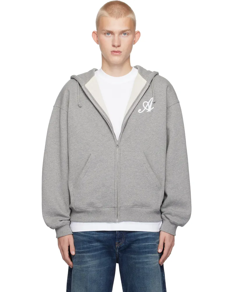 Axel Arigato Gray Maine Zip-Up Hoodie Grey