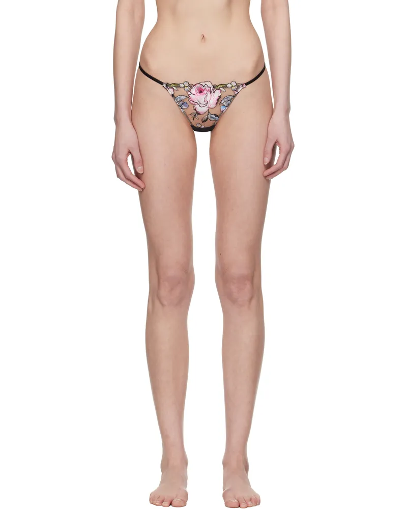 Fleur Du Mal Multicolor Fidelia Embroidery V-String Thong 0100