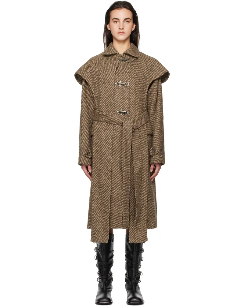 Andersson Bell Brown Scarf Double-Layered Coat Brown