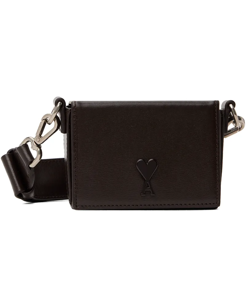 AMI Paris Brown Ami De Coeur Nano Lunch Box Bag Dark