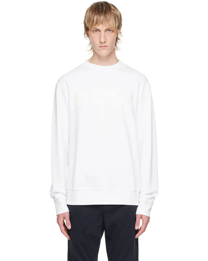 HUGO BOSS White Bonded Sweatshirt 100-white