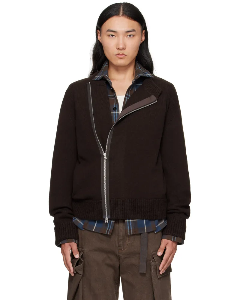 Sacai Brown Wool Knit Cardigan 601